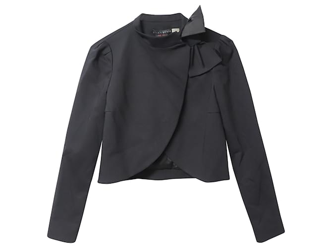 Alice + Olivia Employed Cropped Jacket with Bow in Black Rayon Cellulose fibre  ref.754289