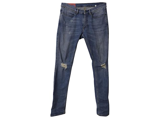 Acne Studios Distressed Jeans in Blue Cotton Denim  ref.754297
