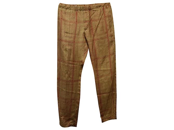 Dries Van Noten Aztec Print Pants in Yellow Silk Camel  ref.754311