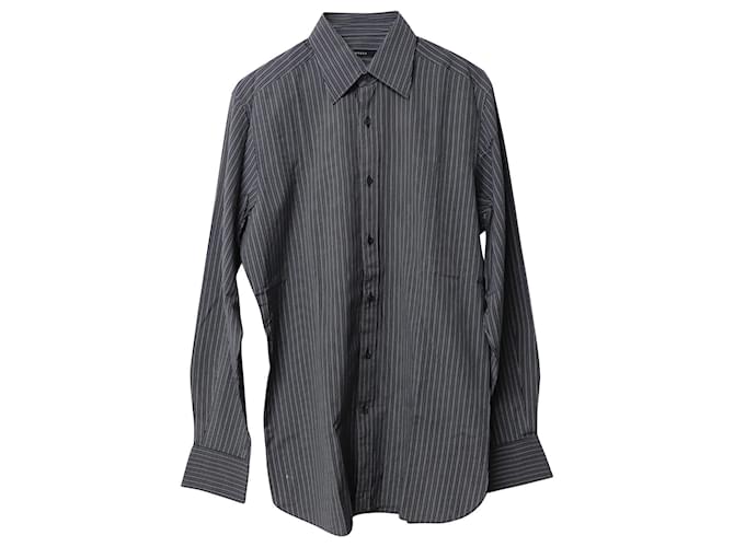 Gucci Striped Button Down Shirt in Navy Blue Cotton  ref.754323