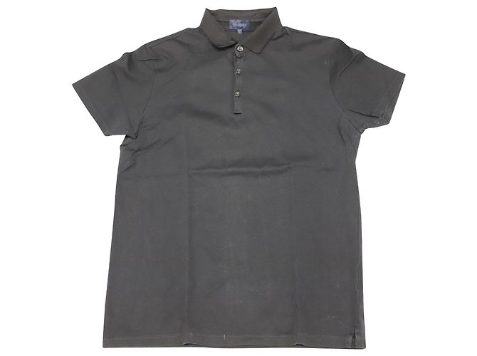 Polo Lanvin con cuello de grogrén en algodón gris carbón