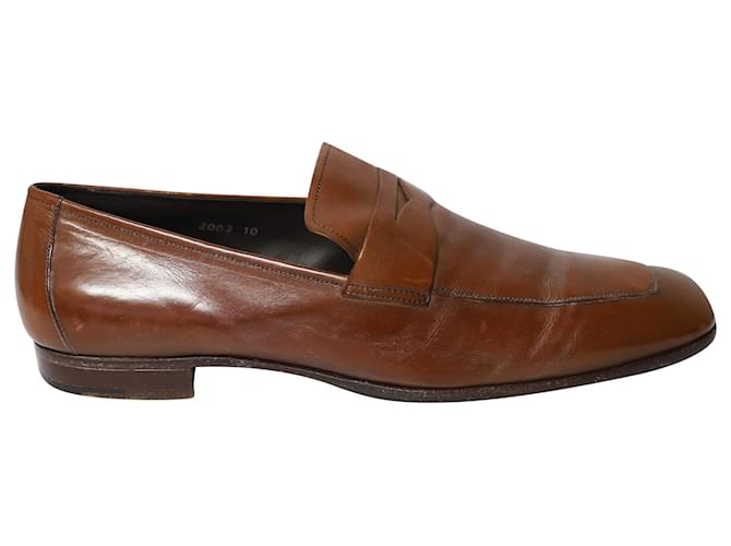 Prada Penny Loafers in Light Brown Leather Dark red  ref.754334
