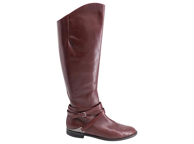 Philosophy Di Lorenzo Serafini Knee-High Flat Boots in Burgundy Leather  Red Dark red  ref.754337