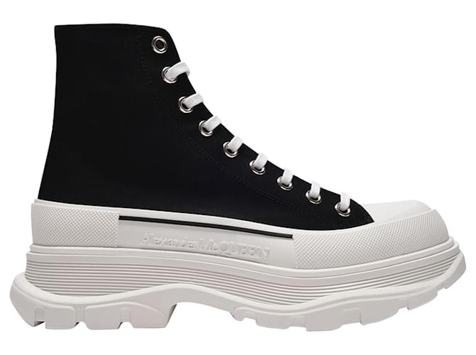 Alexander Mcqueen Tread Slick Sneakers in Black Canvas Cloth  ref.754347