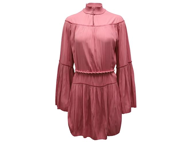 a.l.C. Pleated Long-sleeved Mini Dress in Pink Polyester  ref.754353