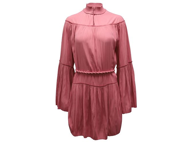 A.L.C BEIM.l.C. Plissee-Minikleid mit langen Ärmeln aus rosafarbenem Polyester Pink