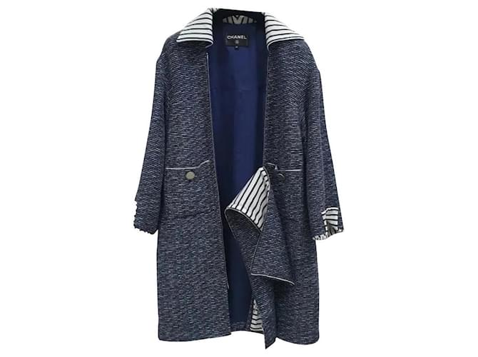 Chanel Tweed Mantel mit Reißverschluss Gr.40 Mehrfarben  ref.755055