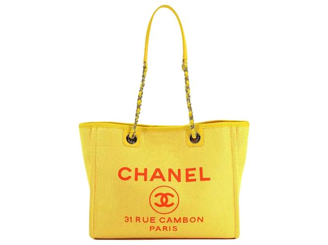 Chanel Deauville Amarelo Lona  ref.755090