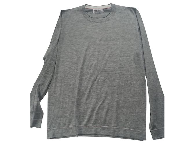 Brunello Cucinelli Pullover Grau Kaschmir und Seide