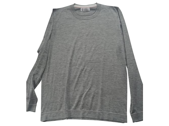 Brunello Cucinelli Sweaters Grey Silk Cashmere  ref.755245