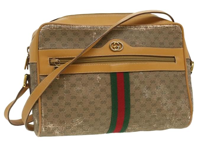 GUCCI Micro GG Canvas Web Sherry Line Shoulder Bag Beige Red Green Auth fm1935  ref.755263