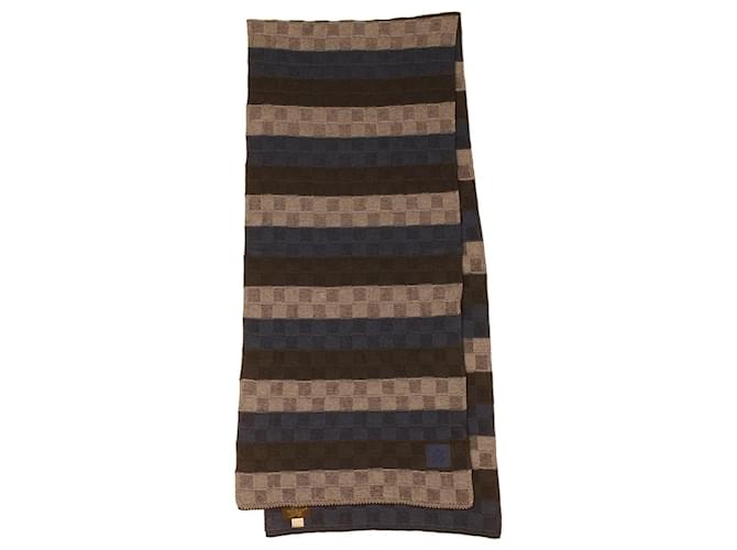 Louis Vuitton Beige Damier & LV Logo Cotton Scarf 