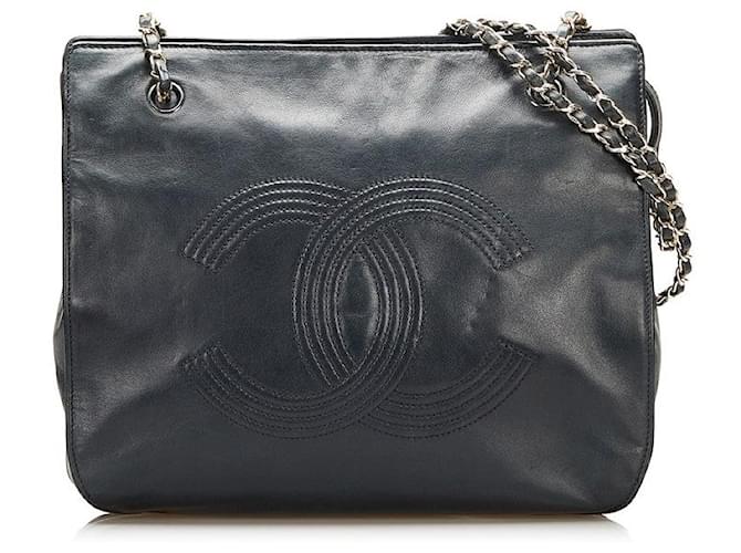 Chanel Leather Chain Tote Black Pony-style calfskin  ref.755528