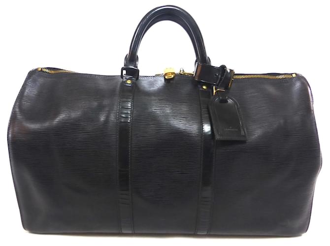 Louis Vuitton keepall 50 Cuir épi noir Schwarz Leder  ref.755547