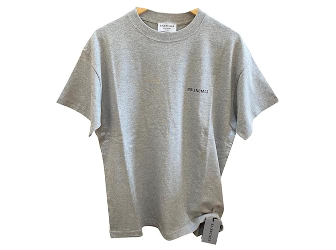 T-shirt Balenciaga grigia con stampa logo Grigio Cotone  ref.755555