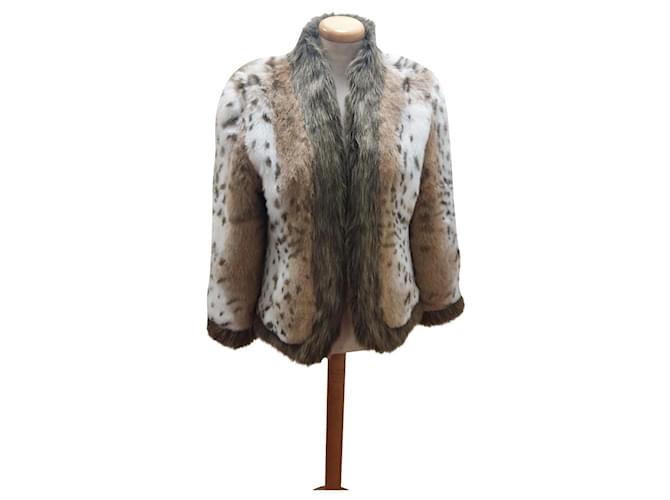 Balmain faux lynx fur coat Leopard print Acrylic  ref.755561