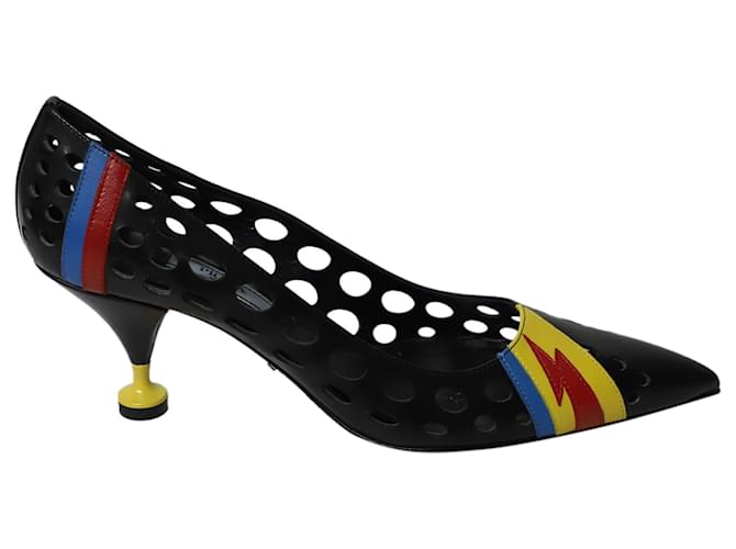 Prada Resort 2016 Perforated Pointed Heels in Multicolor Leather Multiple colors  ref.755586