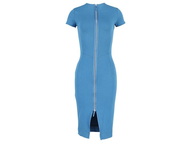 Iris & ink Bodycon Front-Zip Dress in Blue Bamboo Viscose Cellulose fibre  ref.755591