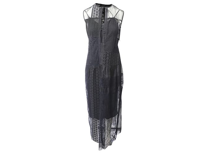 Abito lungo in pizzo patchwork Joseph in nylon nero