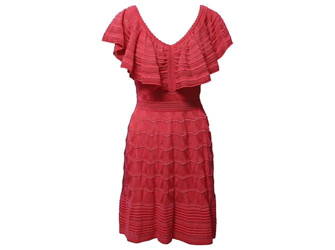 M Missoni Ruffle Knitted Dress in Pink Cotton  ref.755620