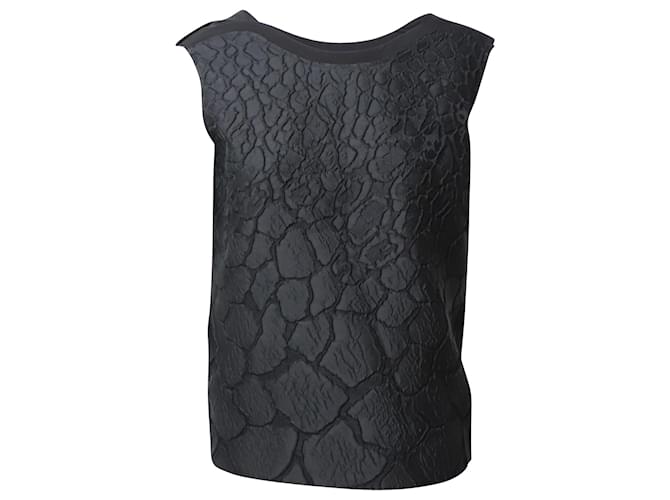 Fendi Sleeveless Floral Tonal Brocade Top in Black Polyester  ref.755621
