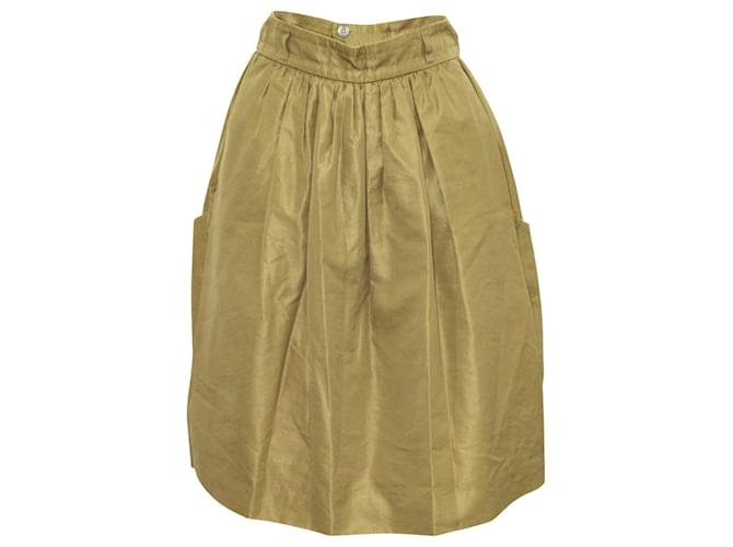 Yves Saint Laurent Overlay Wide Legged Pants in Green Cotton   ref.755627