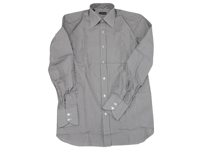 Camisa de botão listrada Tom Ford em algodão estampado preto  ref.755633