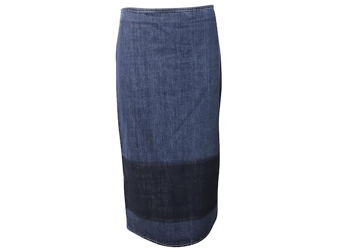 Marni Denim Pencil Skirt with Dark Hem in Blue Cotton  ref.755639