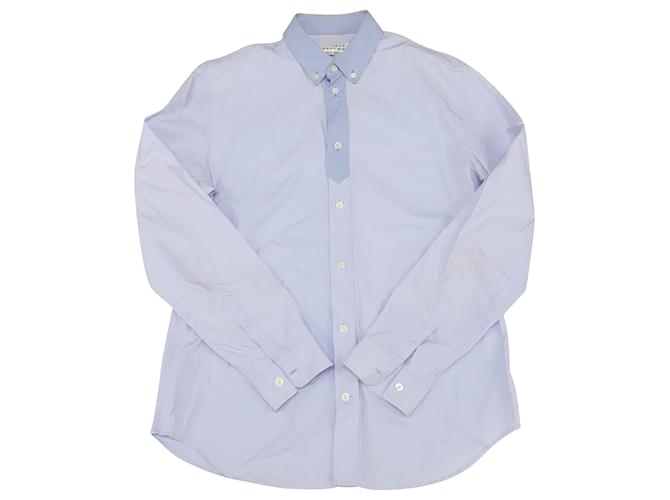 Camisa abotonada con cuello en contraste en algodón azul claro de Maison Martin Margiela  ref.755647