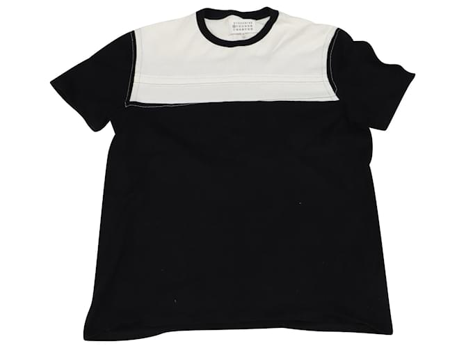 Maison Martin Margiela Two Tone Crew Neck T-Shirt in Black and