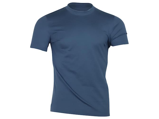 Brunello Cucinelli Camiseta de corte slim con cuello redondo en algodón azul  ref.755674