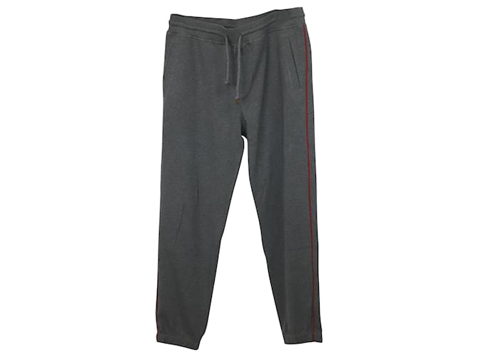 Pantalones de chándal en algodón gris con ribetes en contraste de Brunello Cucinelli  ref.755676