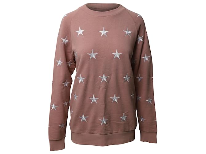 Sandro Star Embroidered Sweater in Pink Cotton  ref.755679