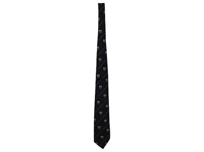Ralph Lauren Purple Label Badge Print Krawatte aus schwarzer Seide  ref.755692