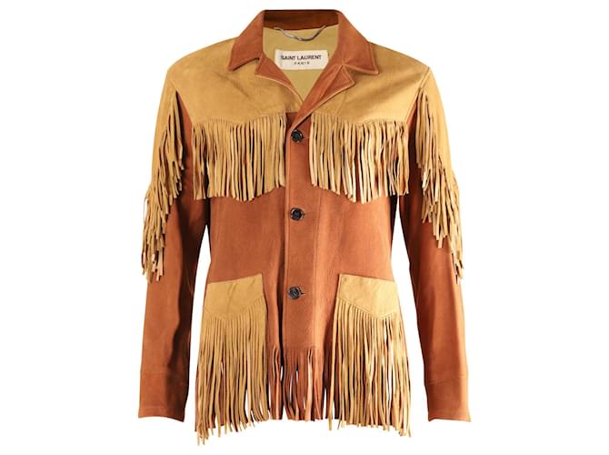 Saint Laurent Curtis Fringe Jacket in Brown Lambskin Leather ref.755701 -  Joli Closet