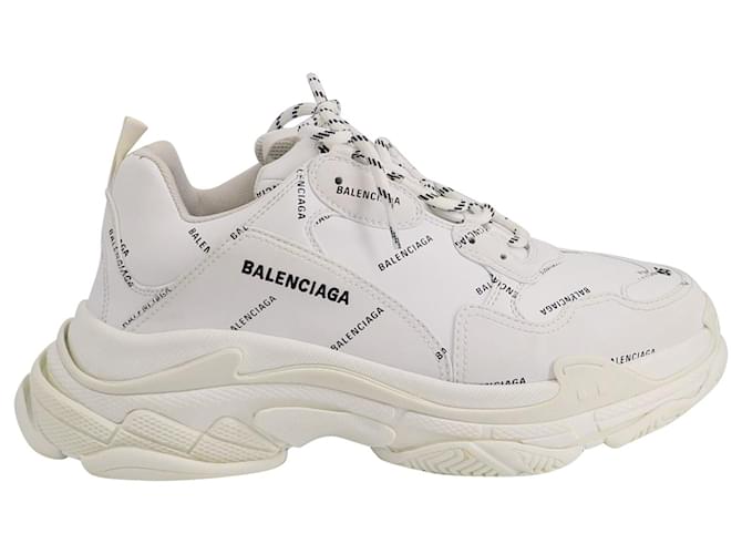 Sneakers Balenciaga Triple S All Over Logo in poliuretano bianco Plastica  ref.755704