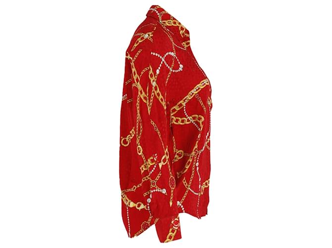 Camisa com estampa de corrente Balenciaga em seda vermelha Vermelho  ref.755716