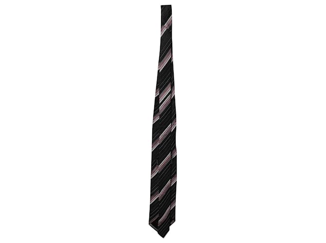 Ermenegildo Zegna Multicolor Stripes Necktie in Black Silk  ref.755746