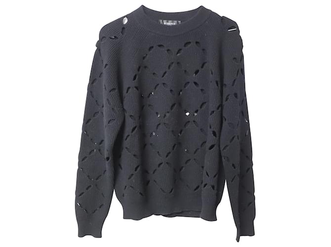 Suéter Versace con aberturas láser en lana negra Negro  ref.755747