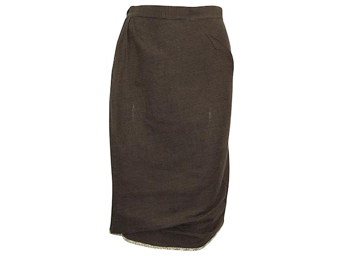 Falda de tubo a media pierna con microestampado de Vivienne Westwood en lino de algodón marrón  ref.755751