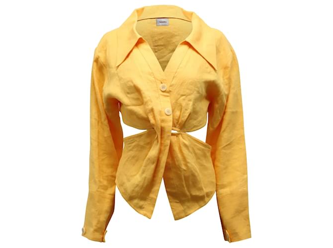 Nanushka Cut-out Shirt in Orange Linen  ref.755765