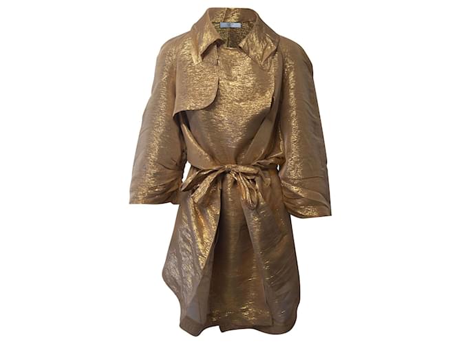 Vestido abrigo con cinturón Lanvin en poliéster dorado metalizado Metálico  ref.755767