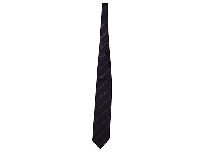 Ermenegildo Zegna Striped Necktie in Deep Violet Silk Purple  ref.755784