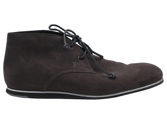 Tod's Lace-up Desert Boots in Dark Brown Suede  ref.755795