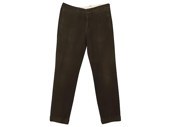 Brunello Cucinelli Pantalones rectos de algodón marrón Castaño  ref.755796