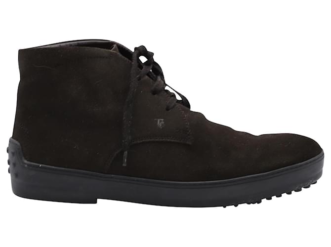 Tod's Winter Gommino Lace-up Ankle Boots in Dark Brown Suede  ref.755800
