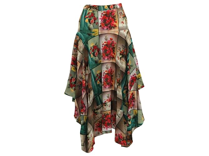 Stella Mc Cartney Falda midi asimétrica con estampado floral en seda multicolor de Stella McCartney  ref.755823