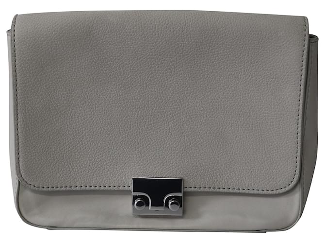 Loeffler Randall Lock Flap Handbag with Metal Chain in Grey Leather  ref.755830
