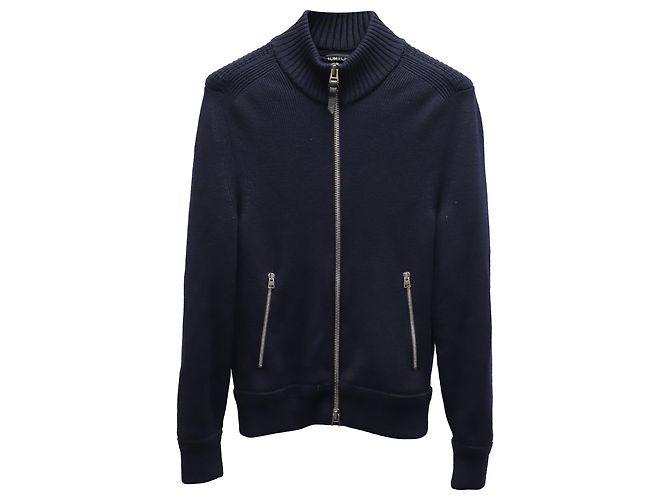 Tom Ford Slim Fit Zip-Up Cardigan in Navy Blue