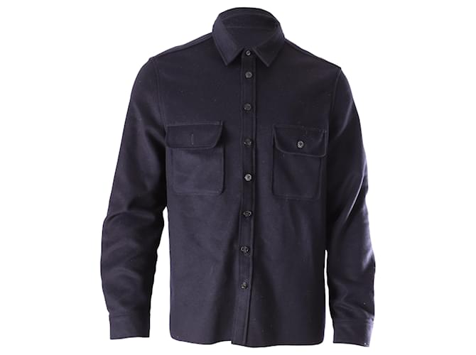 Camisa con botones Joseph de lana azul marino  ref.755848